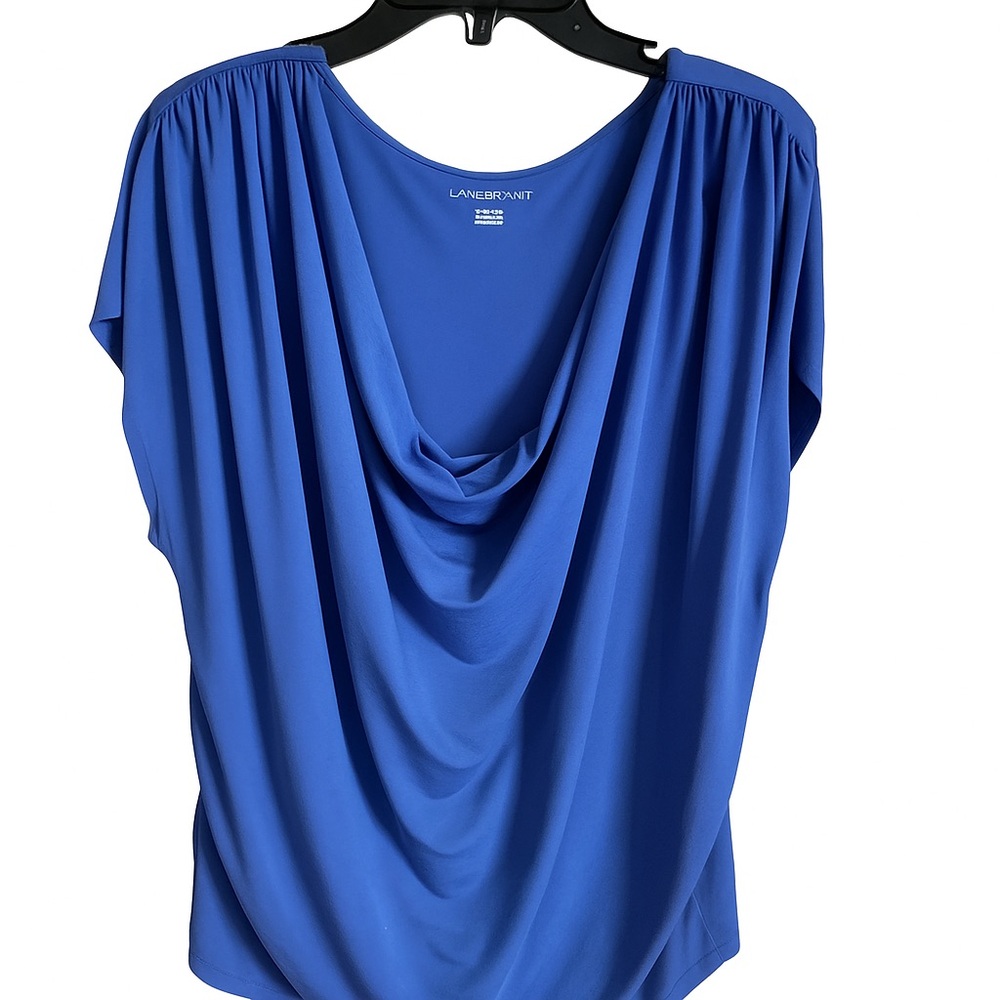 Lane Bryant Royal Blue Drape Neck Blouse